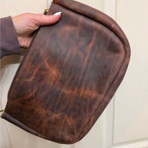 Women's Brown Distressed Leather Crossbody Clutch